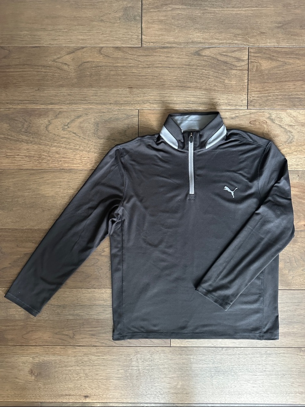 Puma Golf Black and Gray Quarter-Zip, Youth Golf Pullover